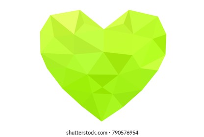 Light Green, Yellow vector abstract glitter heart shape on white background in love concept for valentine's day with sweet and romantic moment. Polygonal design for your business.