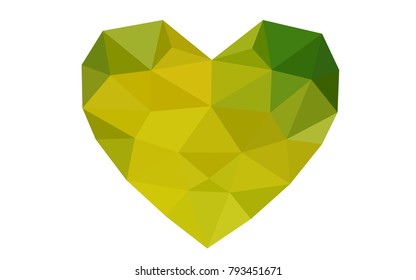 Light Green, Yellow vector abstract glitter heart shape on white background in love concept for valentine's day with sweet and romantic moment. Polygonal design for your business.