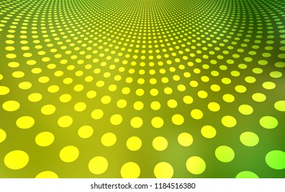 Light Green, Yellow vector backdrop with dots. Beautiful colored illustration with blurred circles in nature style. Beautiful design for your business advert.