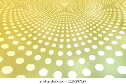 Light Green, Yellow vector backdrop with dots. Abstract illustration with colored bubbles in nature style. Pattern can be used for futuristic ad, booklets.
