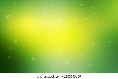Light Green, Yellow vector backdrop with dots. Blurred bubbles on abstract background with colorful gradient. Pattern can be used for beautiful websites.