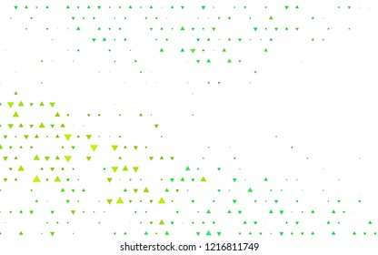Light Green, Yellow vector backdrop with lines, triangles. Beautiful illustration with triangles in nature style. Template for wallpapers.