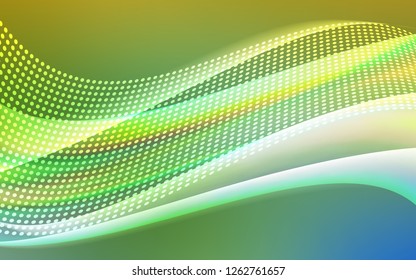 Light Green, Yellow vector backdrop with dots and lines. Illustration with set of colorful abstract circles and lines. Trendy design for wallpaper, fabric makers.