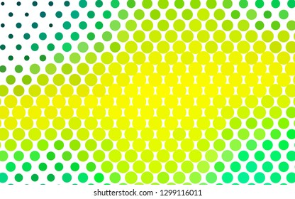 Light Green, Yellow vector backdrop with dots. Abstract illustration with colored bubbles in nature style. Pattern for ads, leaflets.