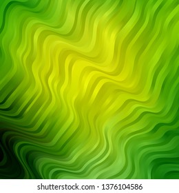 Light Green, Yellow vector backdrop with curves. Colorful illustration with curved lines. Best design for your ad, poster, banner.