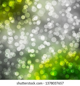 Light Green, Yellow vector backdrop with circles. Abstract decorative design in gradient style with bubbles. Pattern for wallpapers, curtains.