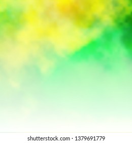 Light Green, Yellow vector backdrop with cumulus. Abstract colorful clouds on gradient illustration. Pattern for your commercials.