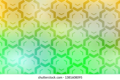Light Green, Yellow vector backdrop with bent lines. A circumflex abstract illustration with gradient. Template for cell phone screens.