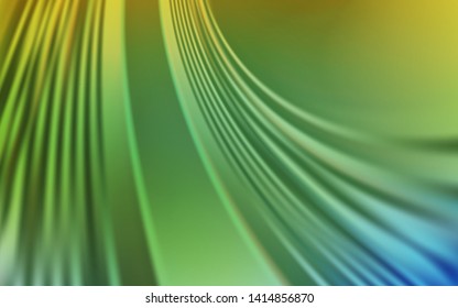 Light Green, Yellow vector backdrop with curved lines. A shining illustration, which consists of curved lines. Abstract design for your web site.