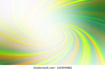 Light Green, Yellow vector backdrop with curved lines. A shining illustration, which consists of curved lines. Colorful wave pattern for your design.