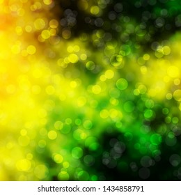 Light Green, Yellow vector backdrop with circles. Abstract illustration with colorful spots in nature style. Design for your commercials.