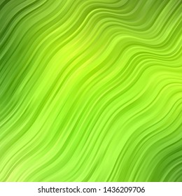 Light Green, Yellow vector backdrop with curves. Abstract illustration with bandy gradient lines. Best design for your posters, banners.