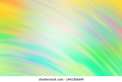 Light Green, Yellow vector backdrop with curved lines. Geometric illustration in abstract style with gradient.  Colorful wave pattern for your design.