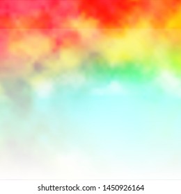 Light Green, Yellow vector backdrop with cumulus. Shining illustration with abstract gradient clouds. Pattern for your booklets, leaflets.