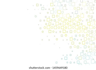 Light Green, Yellow vector backdrop with dots, spots, cubes. Abstract illustration with colorful circles, rectangles. Template for your brand book.