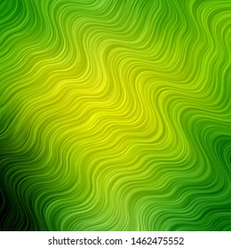Light Green, Yellow vector backdrop with circular arc. Colorful illustration with curved lines. Design for your business promotion.