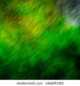 Light Green, Yellow vector backdrop with bent lines. Abstract illustration with gradient bows. Pattern for booklets, leaflets.