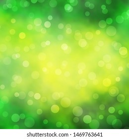 Light Green, Yellow vector backdrop with circles. Colorful illustration with gradient dots in nature style. Design for posters, banners.