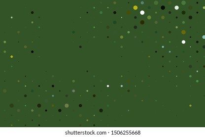 Light Green, Yellow vector backdrop with dots. Blurred decorative design in abstract style with bubbles. Design for business adverts.