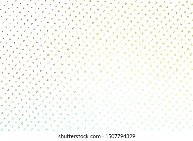 Light Green, Yellow vector backdrop with english symbols. Shining colorful illustration with isolated letters. Template for lettering, typography.