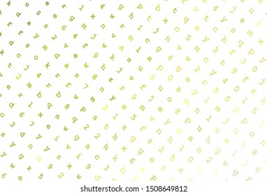 Light Green, Yellow vector backdrop with english symbols. Colored alphabet signs with gradient on white background. Best design for a college poster, banner.