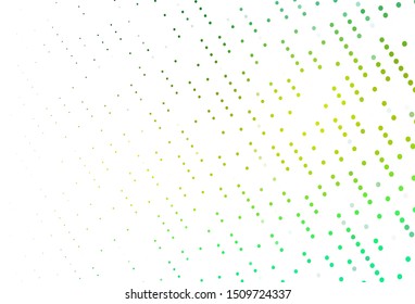 Light Green, Yellow vector backdrop with dots. Abstract illustration with colored bubbles in nature style. Design for business adverts.