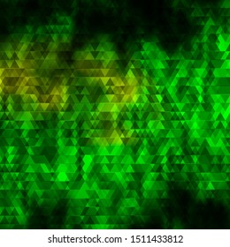 Light Green, Yellow vector backdrop with lines, triangles. Modern gradient illustration with colorful triangles. Template for landing pages.
