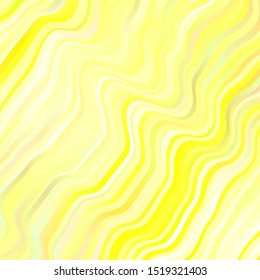 Light Green, Yellow vector backdrop with circular arc. Abstract illustration with bandy gradient lines. Template for cellphones.