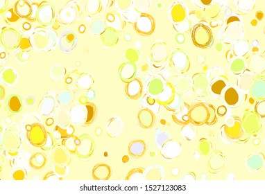 Light Green, Yellow vector backdrop with dots. Blurred decorative design in abstract style with bubbles. Design for your business advert.