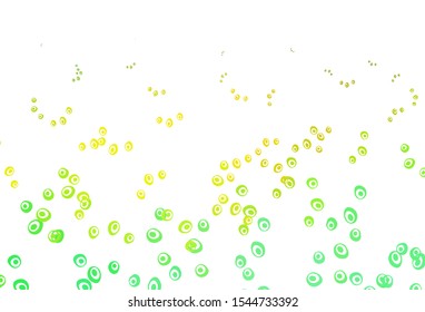 Light Green, Yellow vector backdrop with dots. Beautiful colored illustration with blurred circles in nature style. Pattern for ads, leaflets.