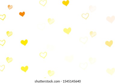 Light Green, Yellow vector backdrop with sweet hearts. Decorative shining illustration with hearts on abstract template. Pattern for valentine's ad, booklets.