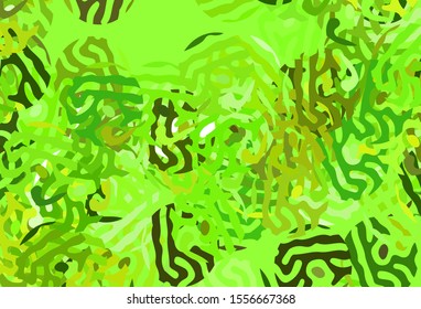 Light Green, Yellow vector backdrop with memphis shapes. Colorful chaotic forms with gradient in modern style. Modern design for your business card.