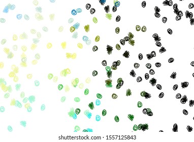 Light Green, Yellow vector backdrop with dots. Modern abstract illustration with colorful water drops. Design for business adverts.