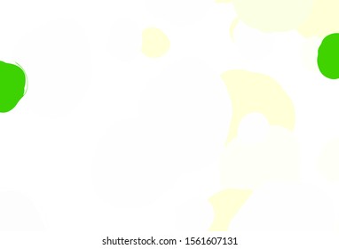 Light Green, Yellow vector backdrop with dots. Blurred decorative design in abstract style with bubbles. New template for your brand book.