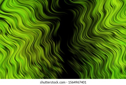 Light Green, Yellow vector backdrop with bent lines. A vague circumflex abstract illustration with gradient. A completely new marble design for your business.