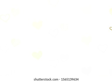 Light Green, Yellow vector backdrop with sweet hearts. Blurred decorative design in doodle style with hearts. Pattern for valentine's ad, booklets.