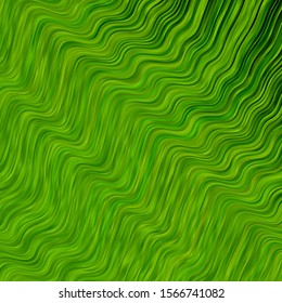 Light Green, Yellow vector backdrop with circular arc. Bright sample with colorful bent lines, shapes. Pattern for booklets, leaflets.