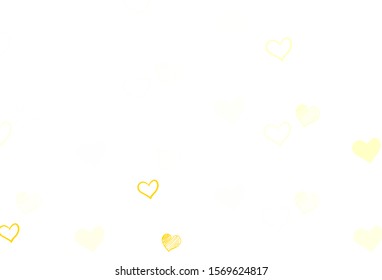 Light Green, Yellow vector backdrop with sweet hearts. Decorative shining illustration with hearts on abstract template. Design for your business advert of anniversary.