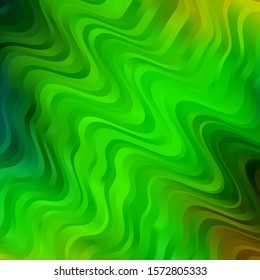 Light Green, Yellow vector backdrop with bent lines. Abstract gradient illustration with wry lines. Pattern for commercials, ads.