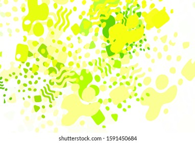 Light Green, Yellow vector backdrop with memphis shapes. Decorative design in abstract style with random forms. Background for a cell phone.