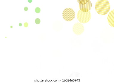 Light Green, Yellow vector backdrop with dots. Abstract illustration with colored bubbles in nature style. Pattern for ads, leaflets.
