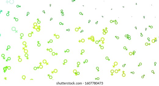 Light Green, Yellow vector backdrop with woman's power symbols. Simple design in abstract style with women’s rights activism. Background for International Women’s Day.