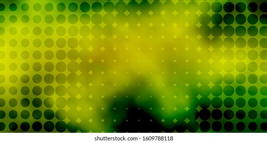 Light Green, Yellow vector backdrop with dots. Abstract illustration with colorful spots in nature style. Pattern for booklets, leaflets.