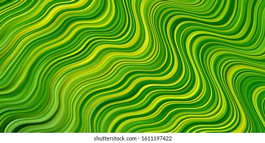 Light Green, Yellow vector backdrop with circular arc. Colorful illustration with curved lines. Design for your business promotion.