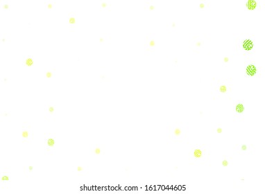 Light Green, Yellow vector backdrop with dots. Beautiful colored illustration with blurred circles in nature style. Pattern for futuristic ad, booklets.