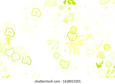 Light Green, Yellow vector backdrop with memphis shapes. Modern abstract illustration with colorful random forms. Best smart design for your business.