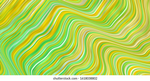 Light Green, Yellow vector backdrop with curves. Bright sample with colorful bent lines, shapes. Design for your business promotion.