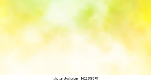 Light Green, Yellow vector backdrop with cumulus. Abstract colorful clouds on gradient illustration. Beautiful layout for uidesign.