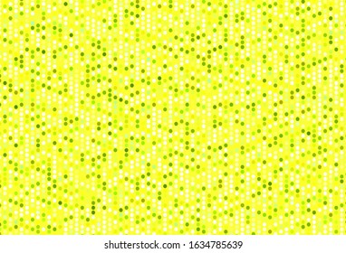 Light Green, Yellow vector backdrop with dots. Blurred bubbles on abstract background with colorful gradient. New template for your brand book.