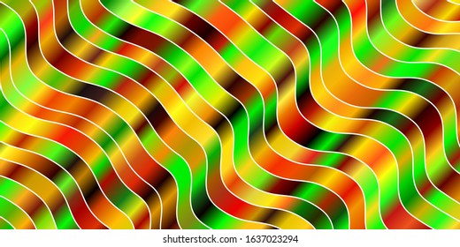 Light Green, Yellow vector backdrop with bent lines. Colorful abstract illustration with gradient curves. Pattern for websites, landing pages.